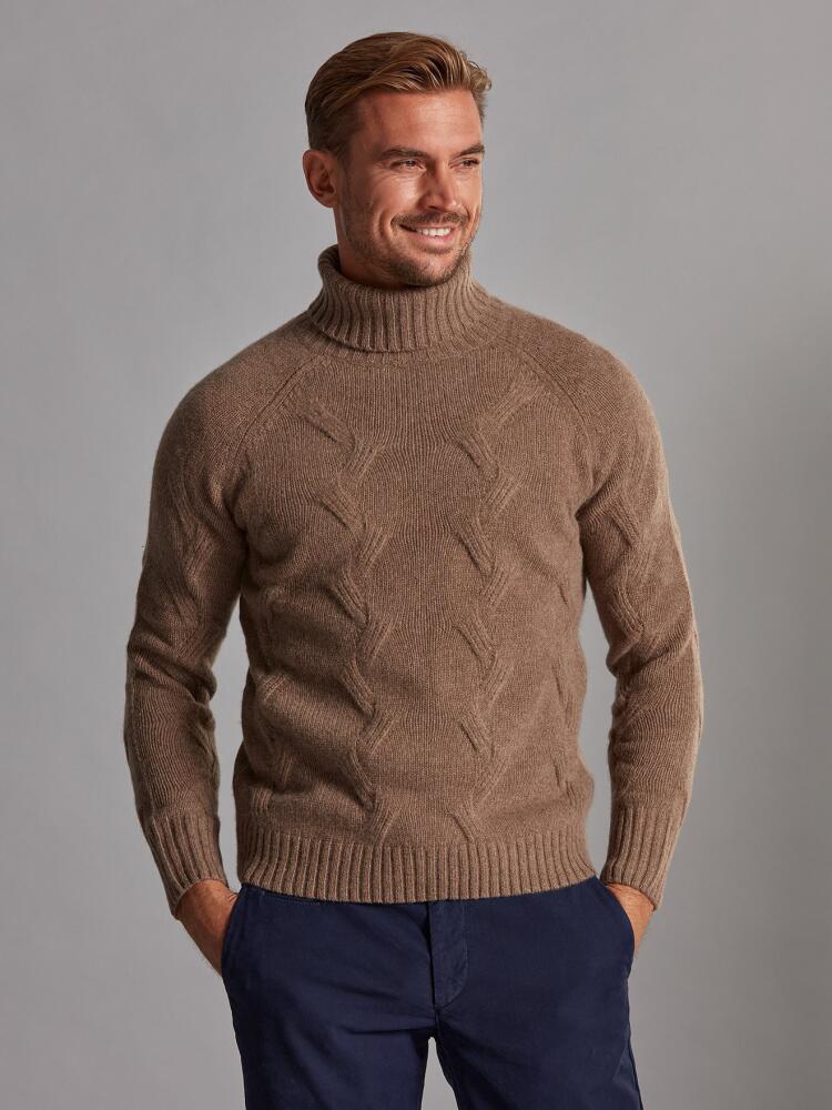 Col roulé torsadé Becky en lambswool vison Pulls homme