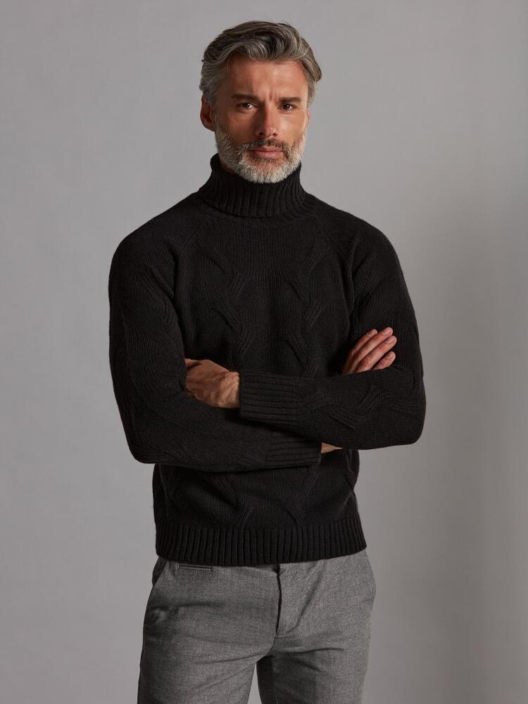 Col roulé torsadé Becky en lambswool noir Pulls homme