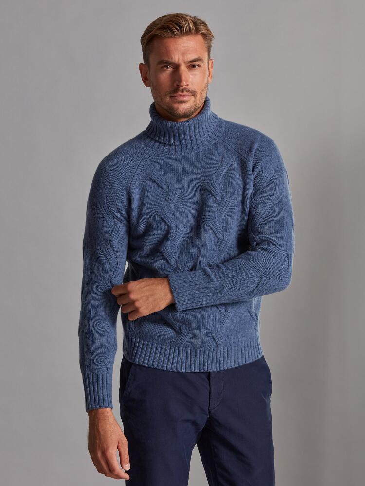 Col roulé torsadé Becky en lambswool denim Pulls homme