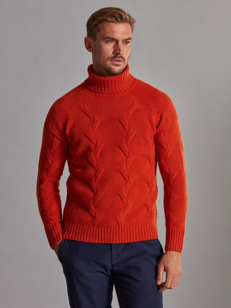 Col roulé torsadé Becky en lambswool orange Pulls homme