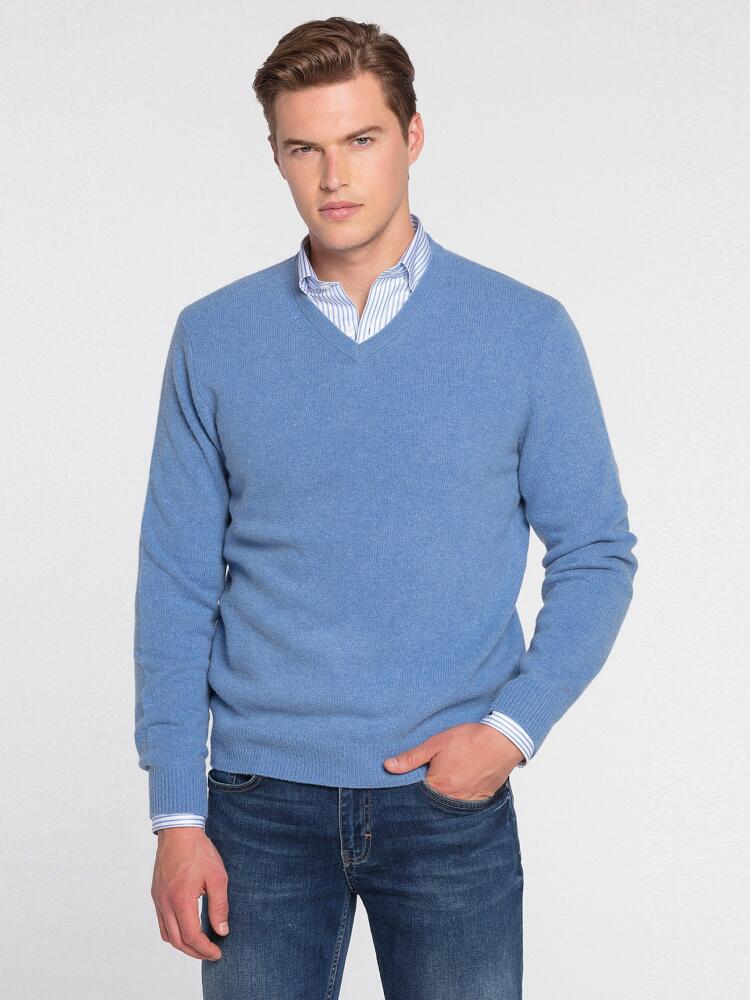 Col V ciel en lambswool Pulls homme