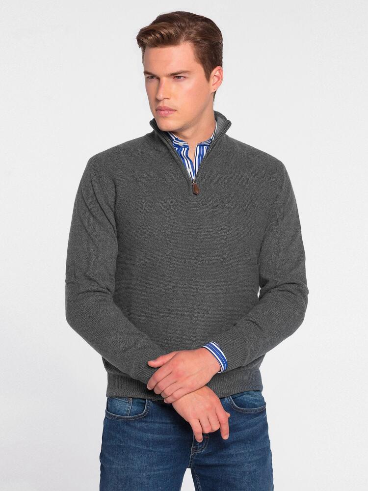 Half zip gris en lambswool Pulls homme