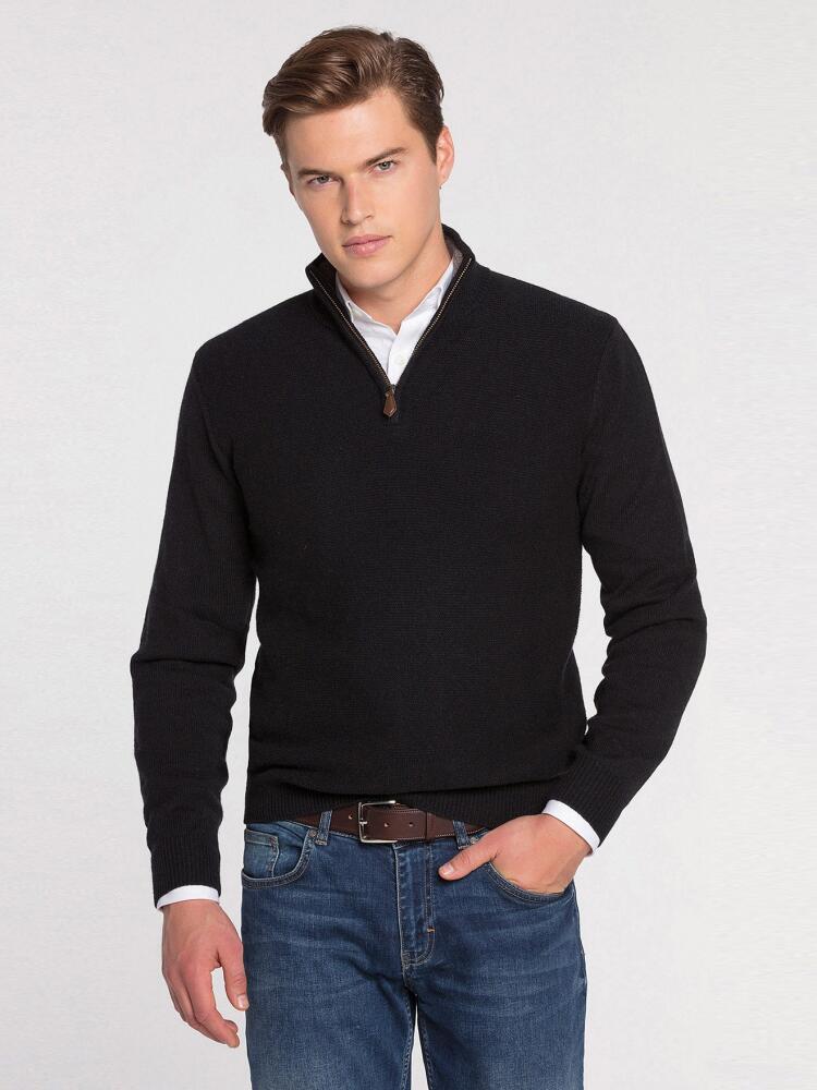 Half zip noir en lambswool Pulls homme