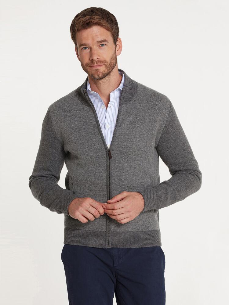 Cardigan zippé gris en lambswool Pulls homme