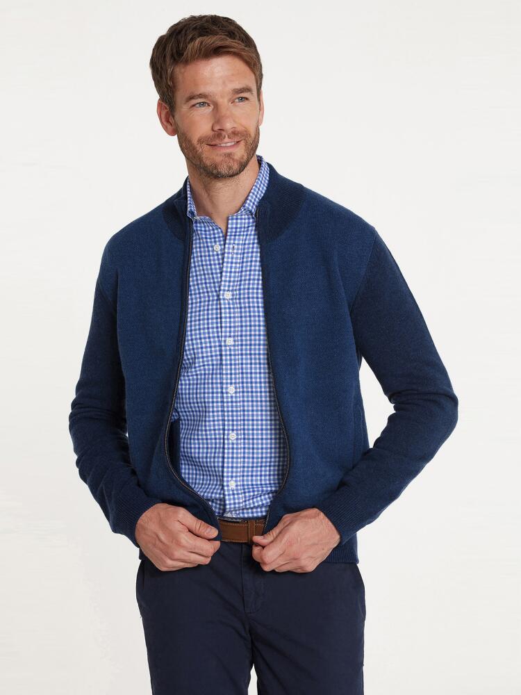 Cardigan zippé ciel en lambswool Pulls homme