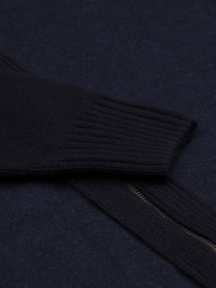 Cardigan zippé en lambswool marine Pulls homme