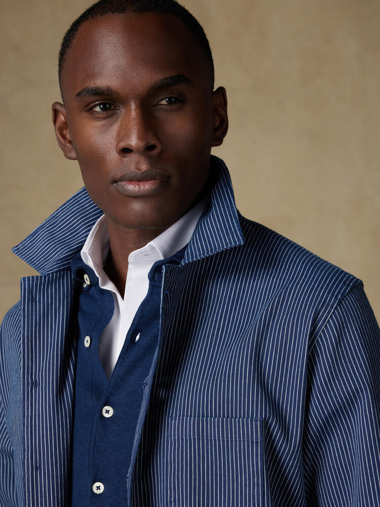 Surchemise Arnald indigo à rayures Surchemises Homme