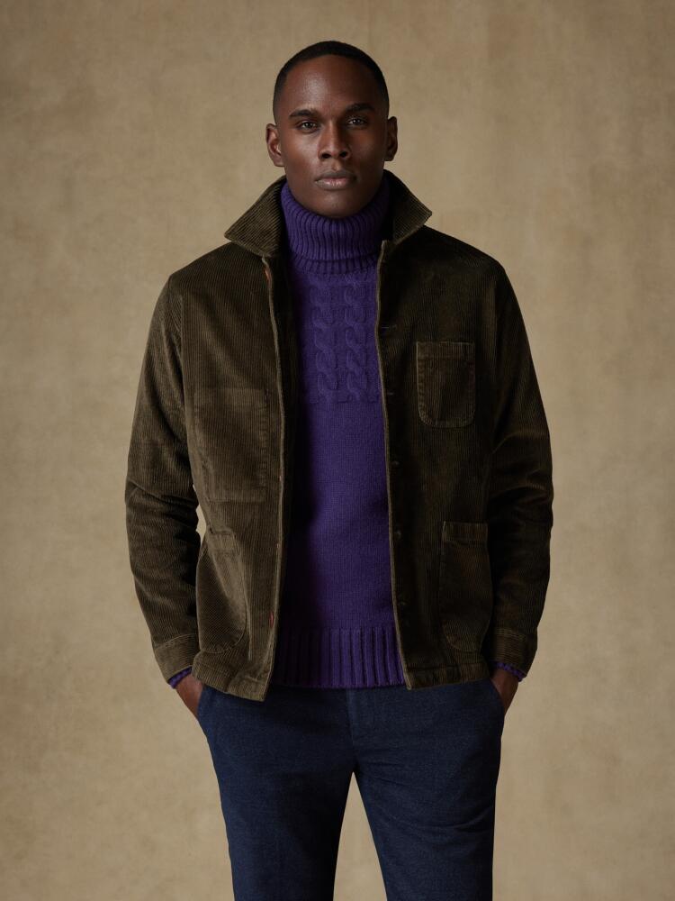 Surchemise en velours kaki Surchemises Homme