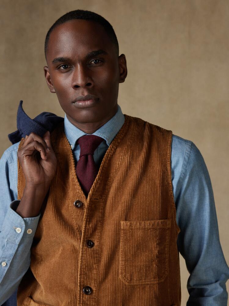 Waistcoat en velours caramel Outlet