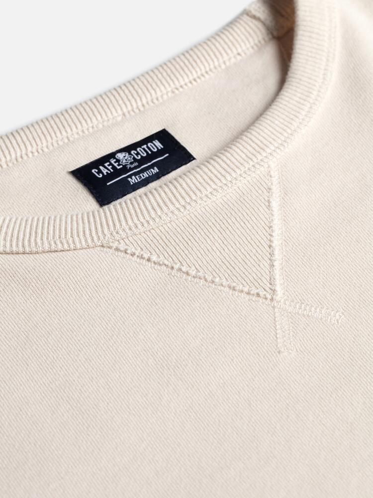 Sweat Fleece en coton crème Pulls homme